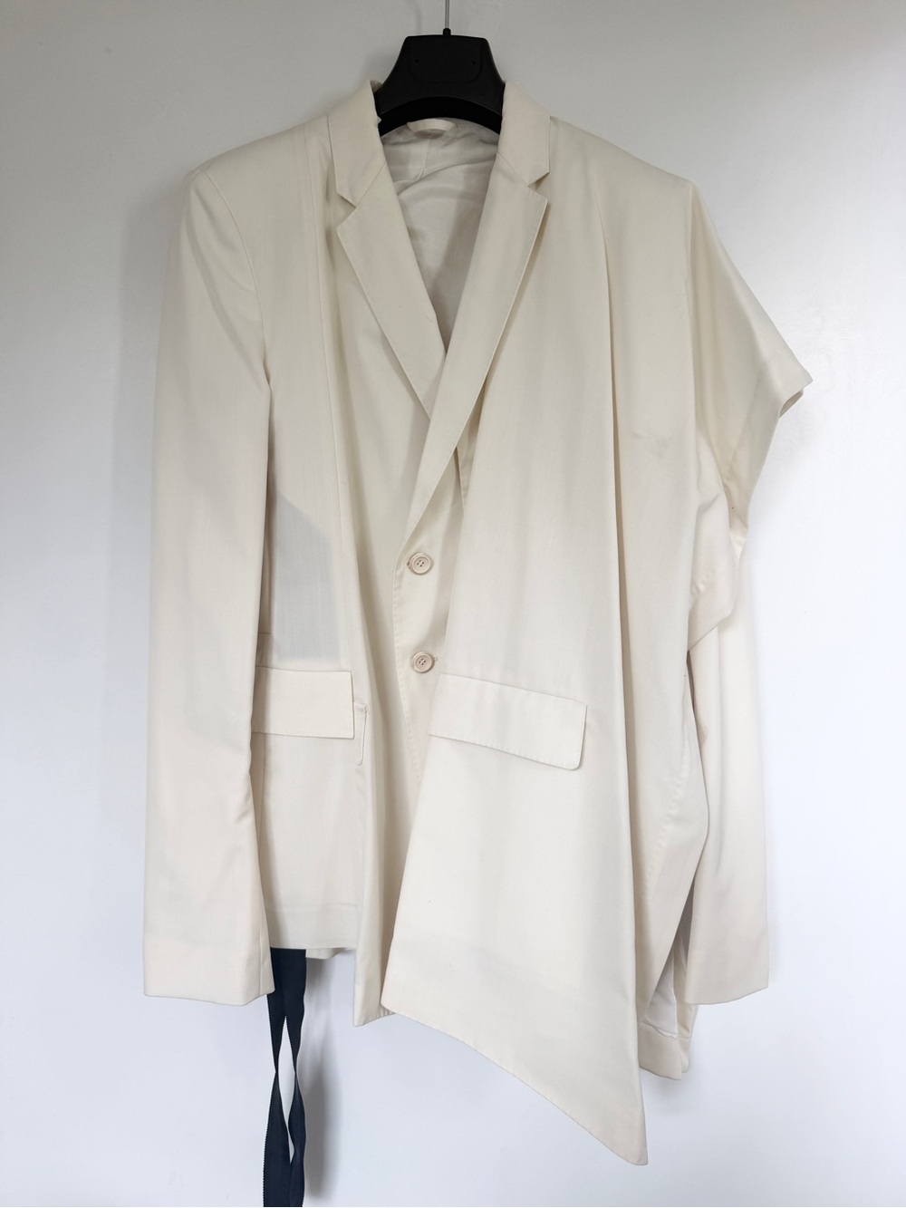 Unravel designer deconstructed avant garde cream blazer jacket with cape detail